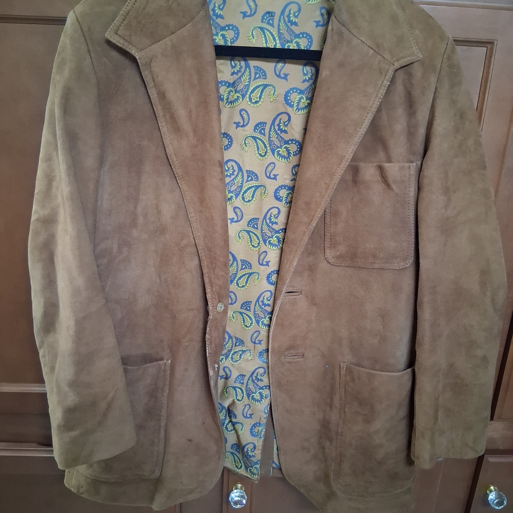 Brown Suede Blazer with Paisley Lining